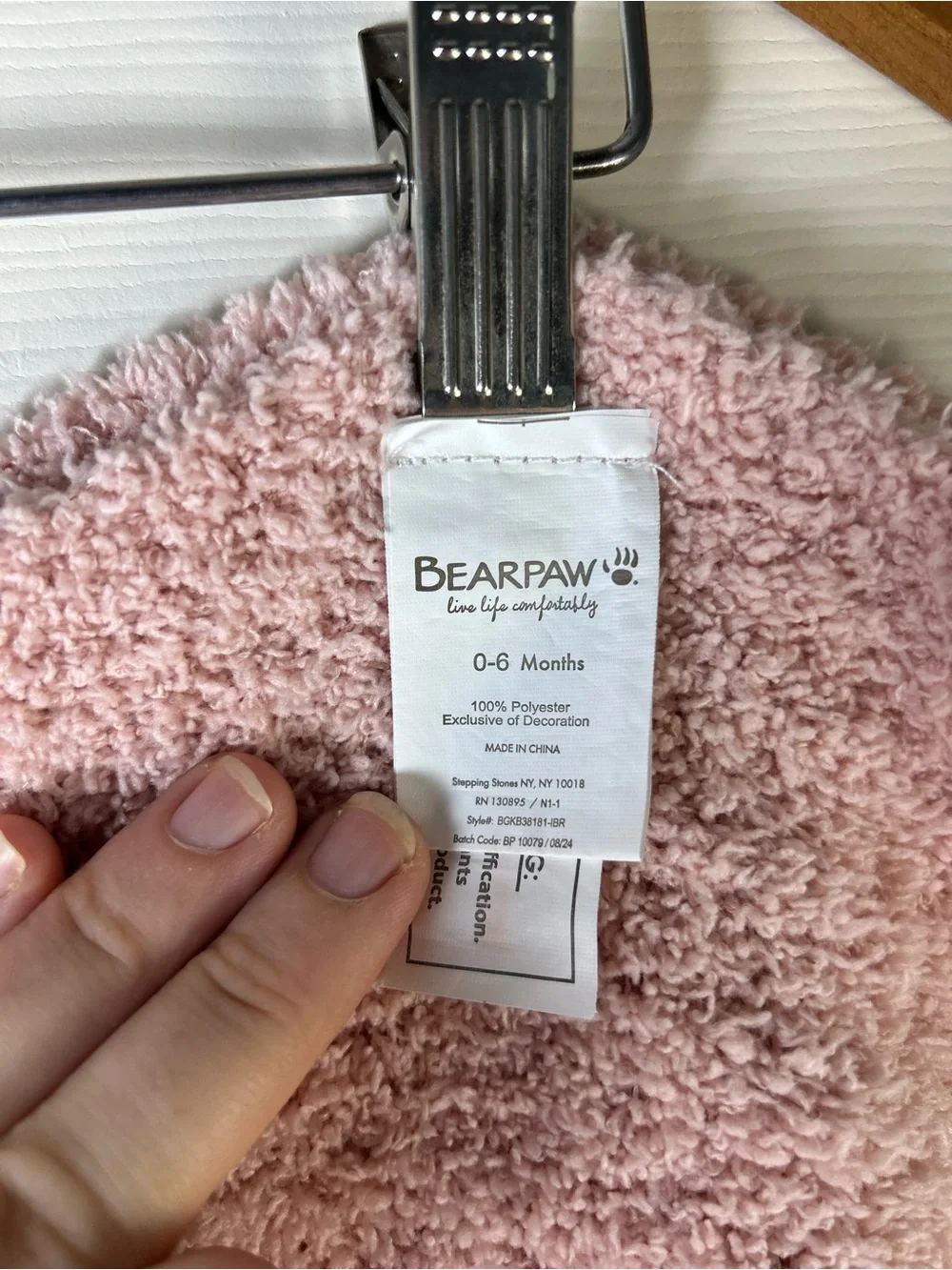 Bearpaw Pink Chenille Baby Blanket Sweater Knit Soft Ribbed Security Lovey